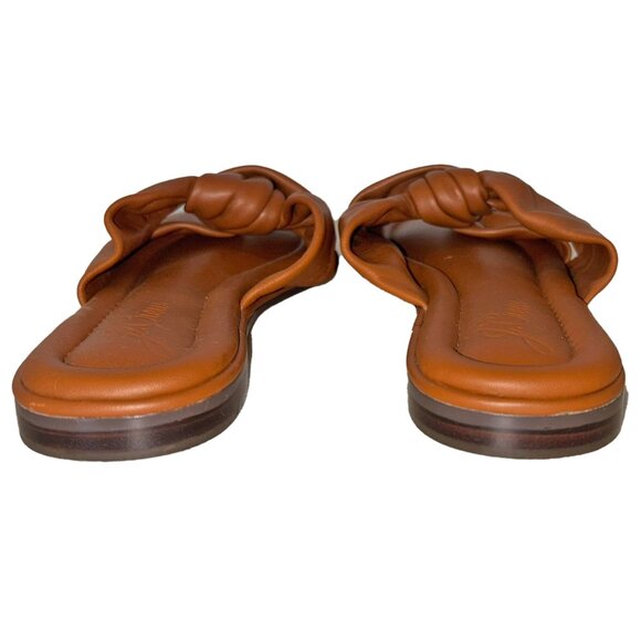 J. Crew Menorca Brown Leather Padded Twist-Knot Slide Sandals - Size 10 - Picture 4 of 6